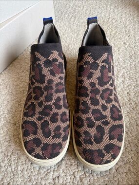 Rothy's Leopard Knit Slip-On Sneakers — Brown & Black